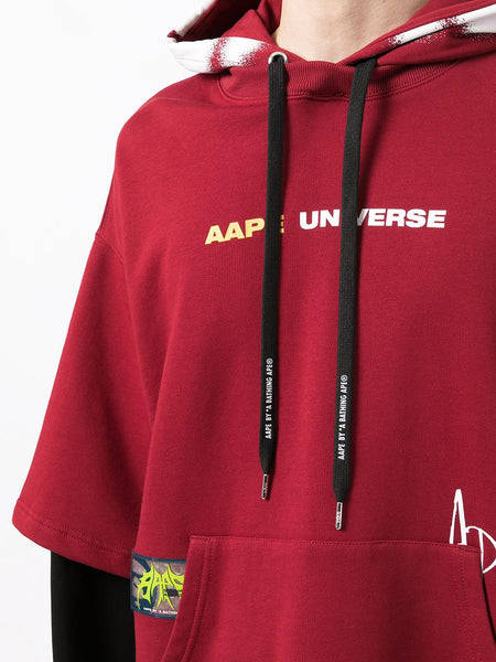 AAPE BY A BATHING APE layered graphic print hoodie TOPDROP NEWYORK