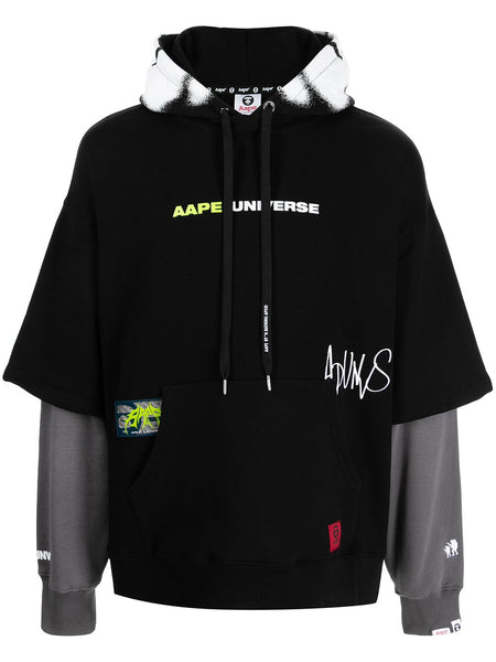 AAPE BY *A BATHING APE® graphic-print layered hoodie – TOPDROP-NEWYORK
