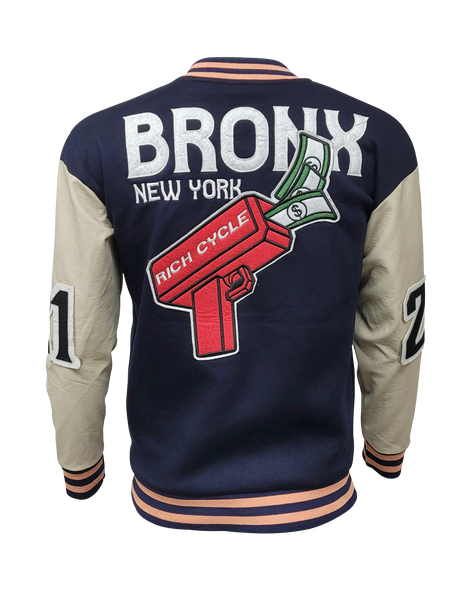  Bronx New York NYC Varsity Style Black with White