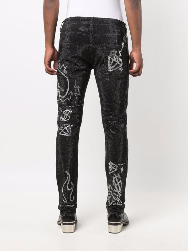 Philipp Plein Super Straight Cut stone-embellished jeans