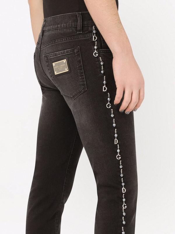 Dolce & Gabbana charm-embellished skinny jeans
