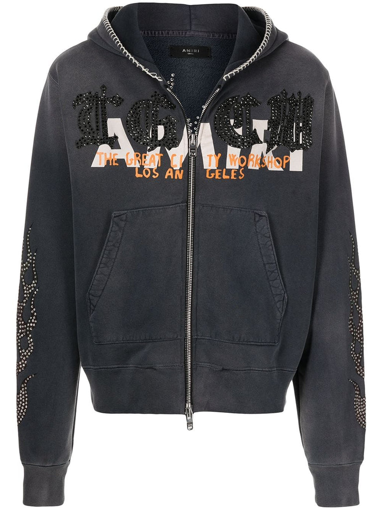 AMIRI logo zipped hoodie – TOPDROP-NEWYORK
