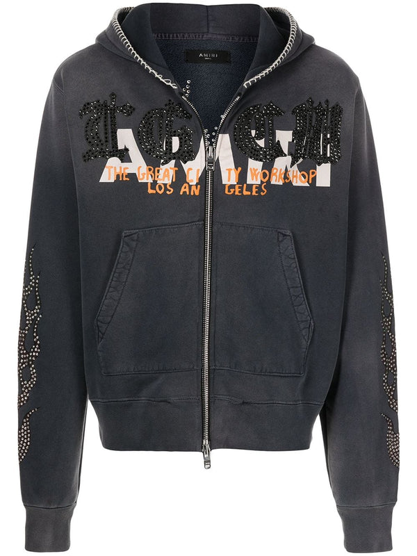 AMIRI logo zipped hoodie