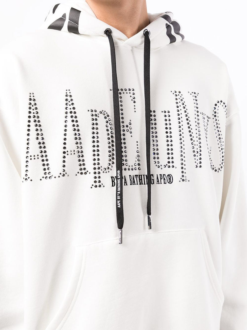 AAPE BY *A BATHING APE® rhinestone-logo cotton-blend hoodie