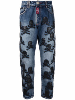 Philipp Plein skull-patch tapered jeans