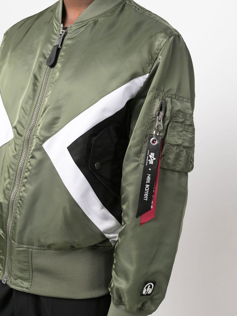 Alpha Industries contrasting panel-detail bomber jacket