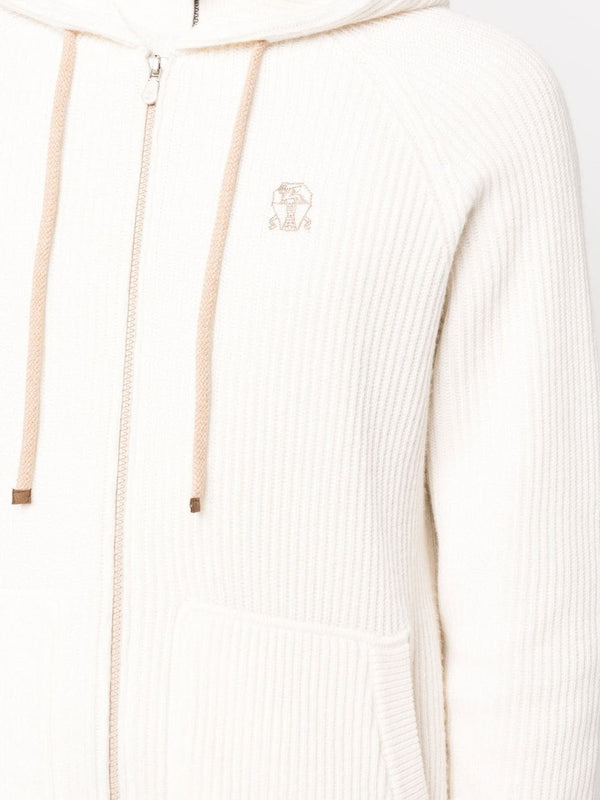 Brunello Cucinelli zipped ribbed cashmere hoodie
