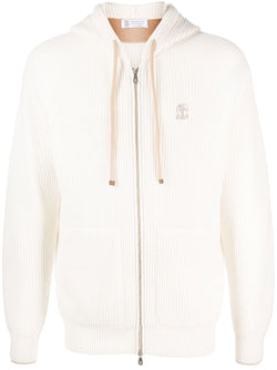 Brunello Cucinelli zipped ribbed cashmere hoodie