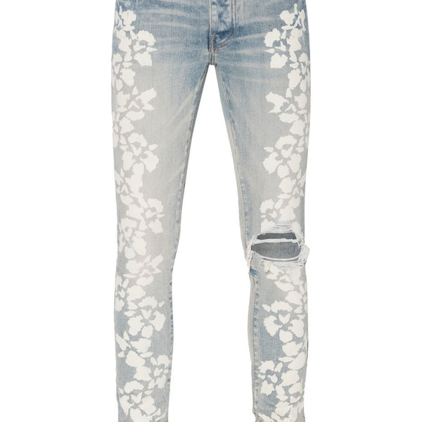 AMIRI Hibiscus floral print skinny jeans TOPDROP NEWYORK
