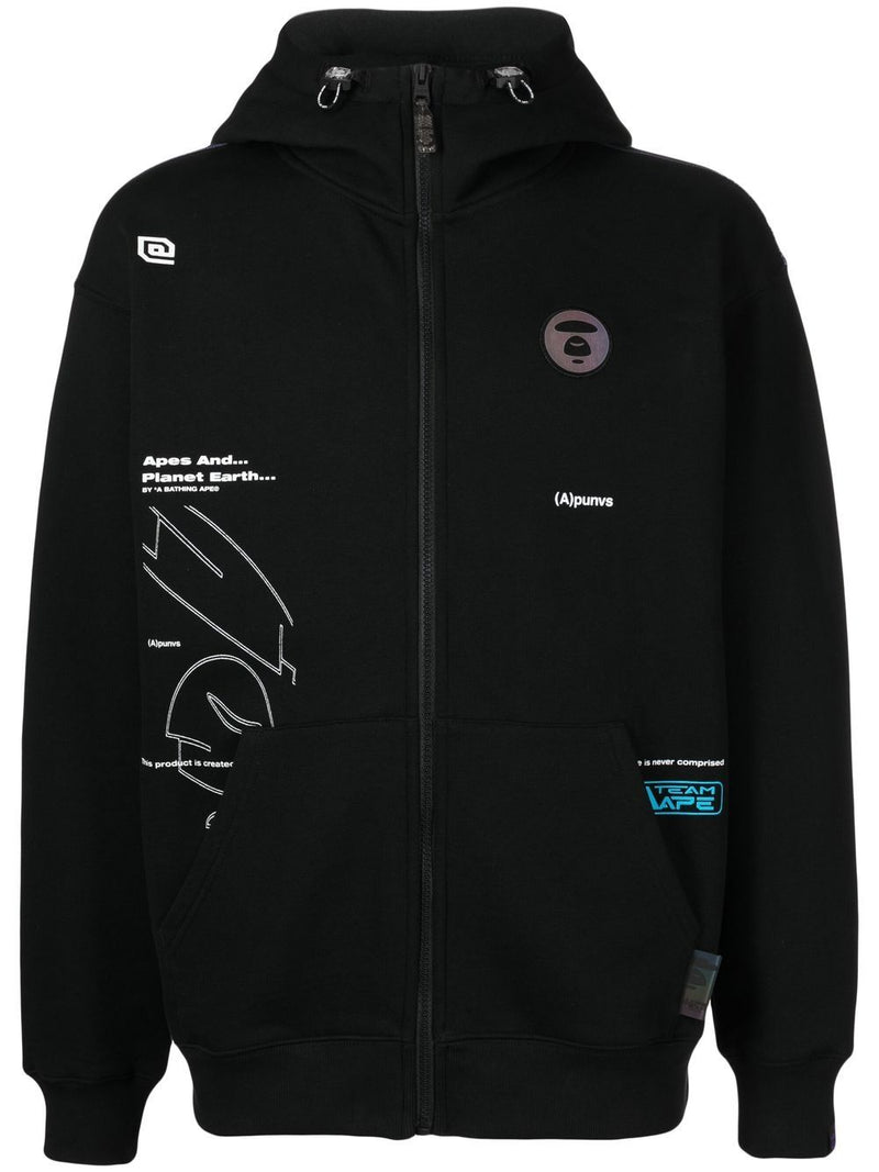 AAPE BY *A BATHING APE® graphic logo-patch zip-up hoodie