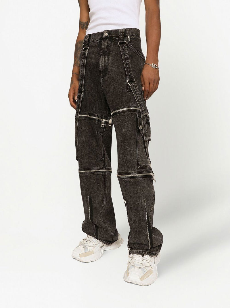 Dolce & Gabbana zip-detailing loose-fit jeans