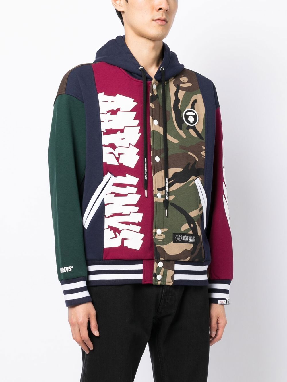 AAPE BY A BATHING APE panelled button up hoodie TOPDROP NEWYORK