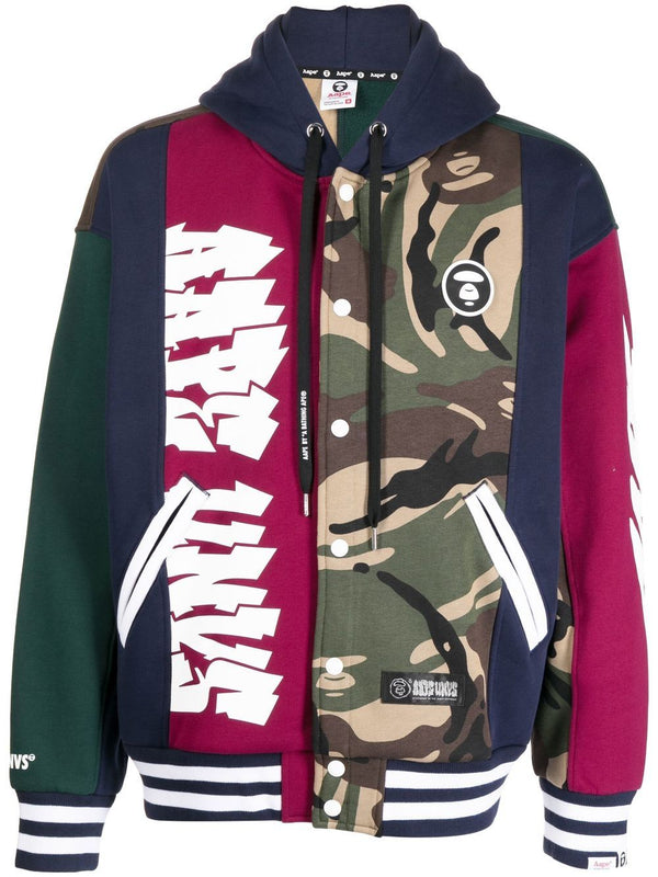 AAPE BY *A BATHING APE® panelled button-up hoodie