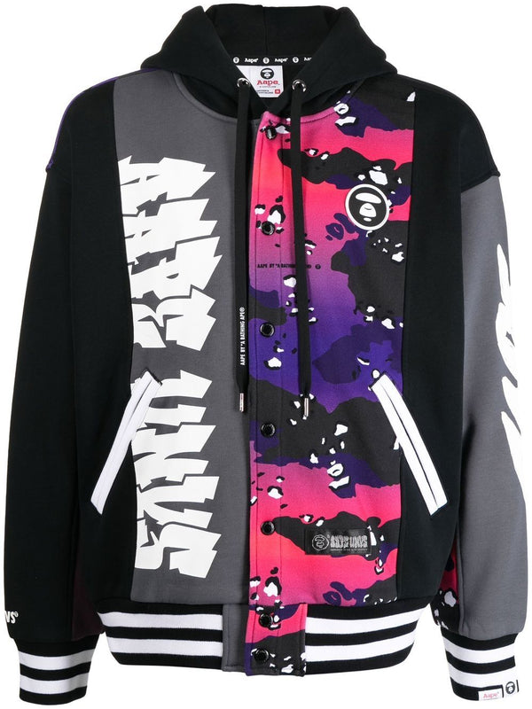 AAPE BY *A BATHING APE® abstract-print panelled hoodie