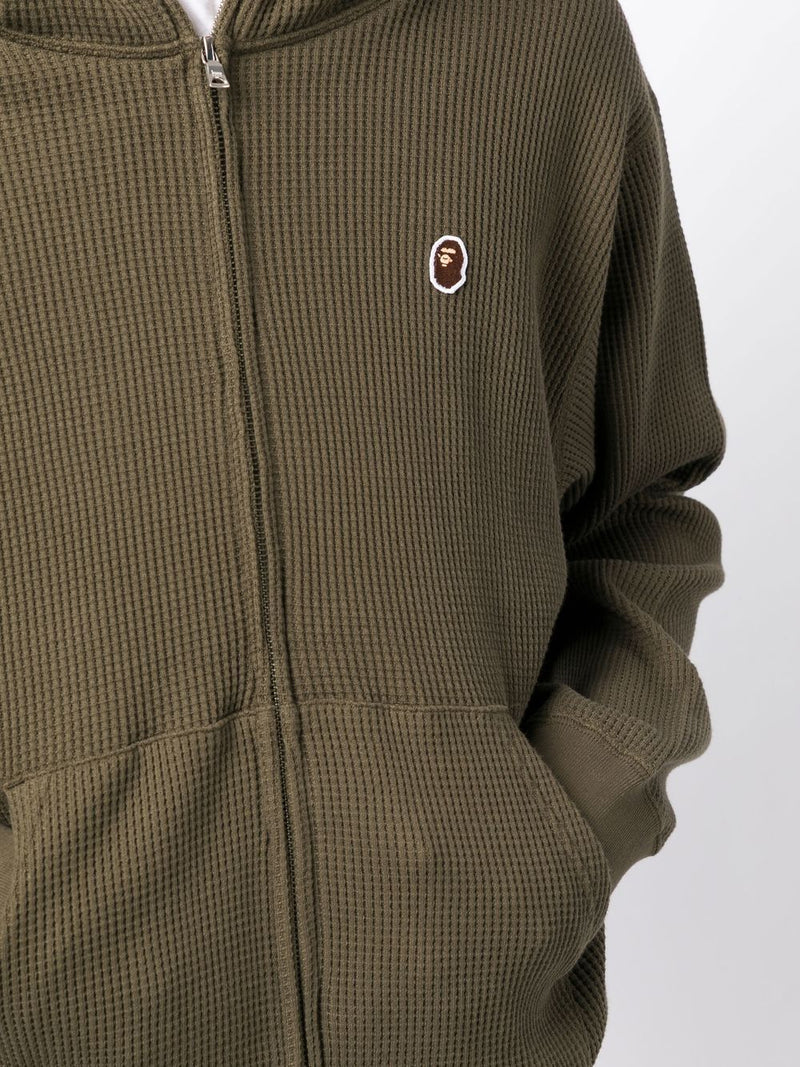 A BATHING APE® logo-patch textured hoodie