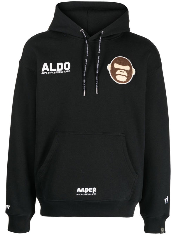 AAPE BY *A BATHING APE® logo-print flocked-motif hoodie