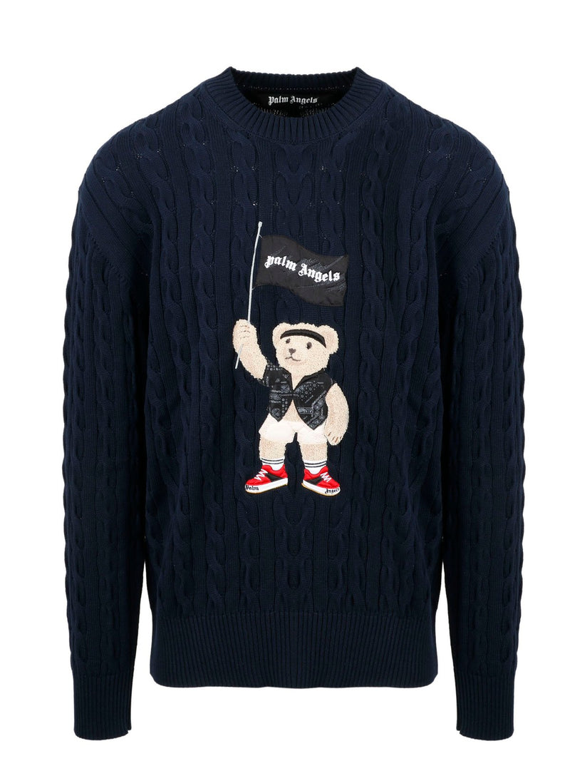 Palm Angels Palm Angels Pirate Bear Cable Knit Sweater