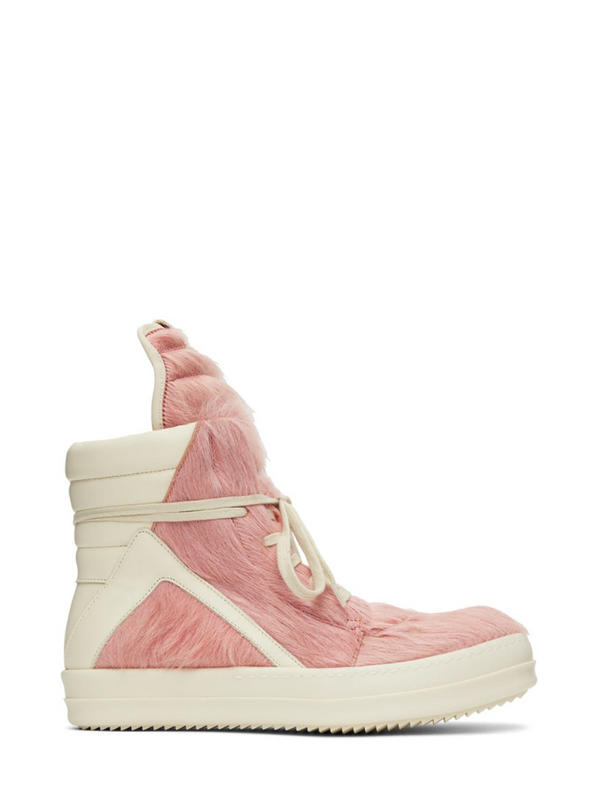 RICK OWENS Pink & Off-White Geobasket Sneakers