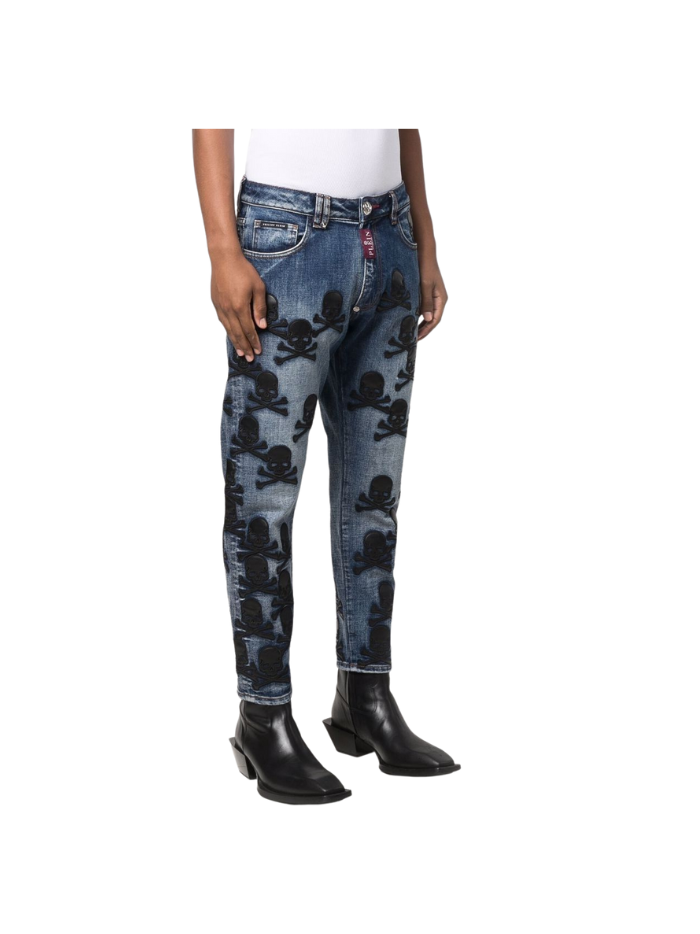 Philipp Plein skull-patch tapered jeans