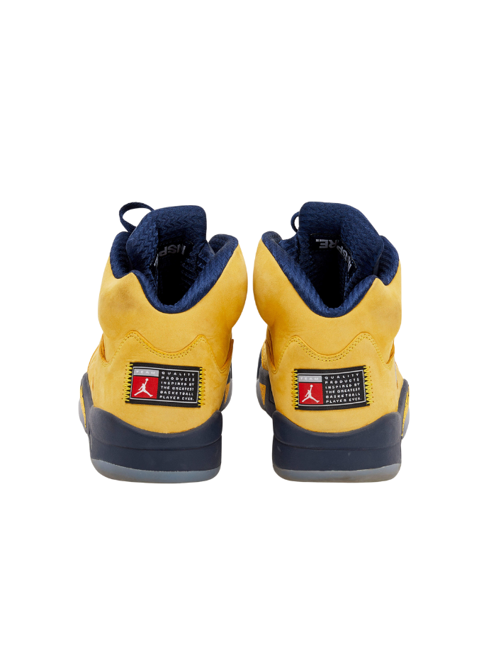 JORDAN Jordan Yellow Blue Leather Air Jordan 5 Retro Michigan High Top TOPDROP NEWYORK