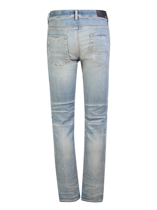 Amiri Amiri Mid-Rise Plaid Distressed Jeans