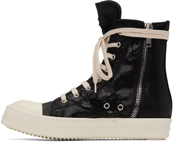 RICK OWENS DRKSHDW Black Foil Slash Sneakers