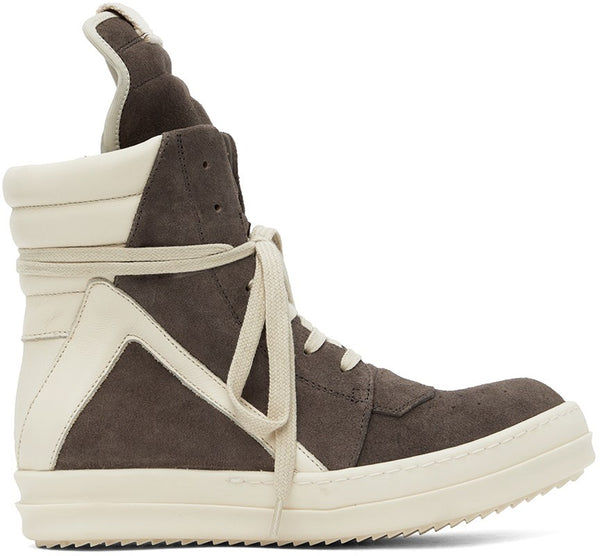 RICK OWENS Off-White & Gray Geobasket Sneakers