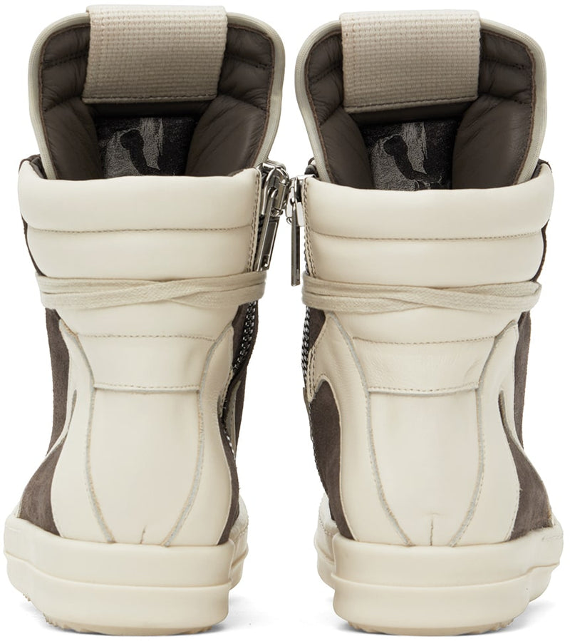 RICK OWENS Off-White & Gray Geobasket Sneakers